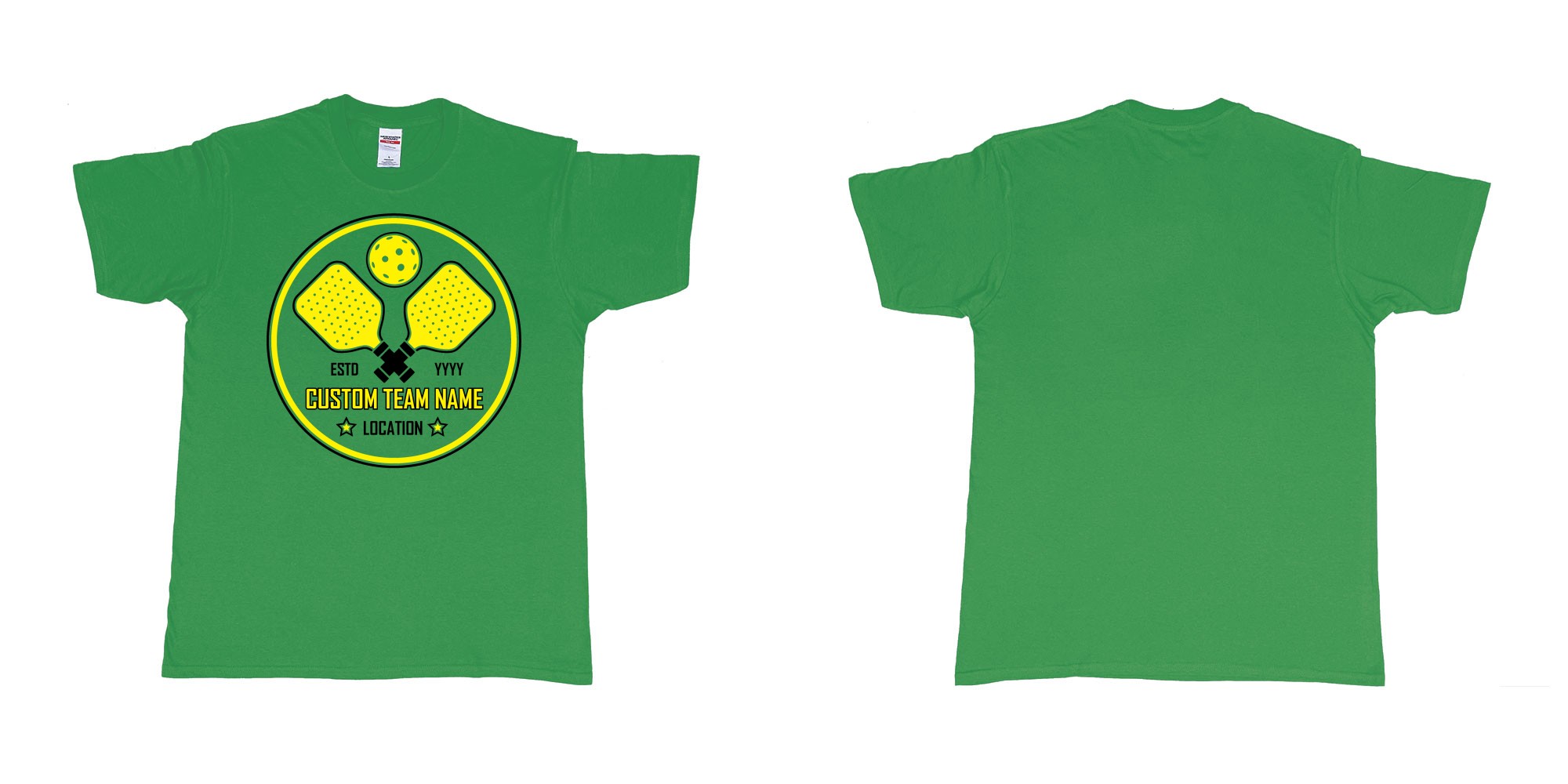 Custom tshirt design  in fabric color irish-green choice your own text made in Bali by The Pirate Way