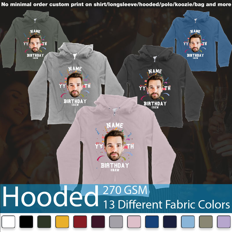 Add Own Picture Custom Face Confetti Name Year Th Birthday Bash Crew Bali Tshirt Print Hooded Samples On Demand Printing Bali