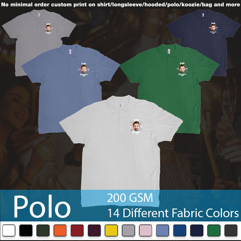 Add Own Picture Custom Face Confetti Name Year Th Birthday Bash Crew Bali Tshirt Print Polo Shirts Samples On Demand Printing Bali