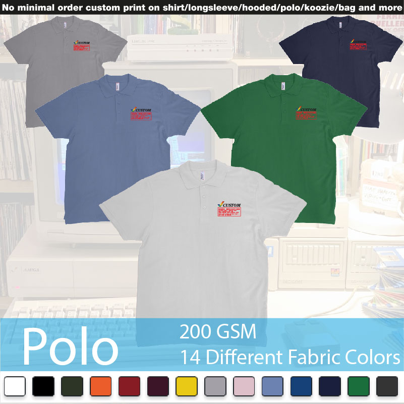 Amiga Guru Mediation Logo All Custom Text Print Polo Shirts Samples On Demand Printing Bali