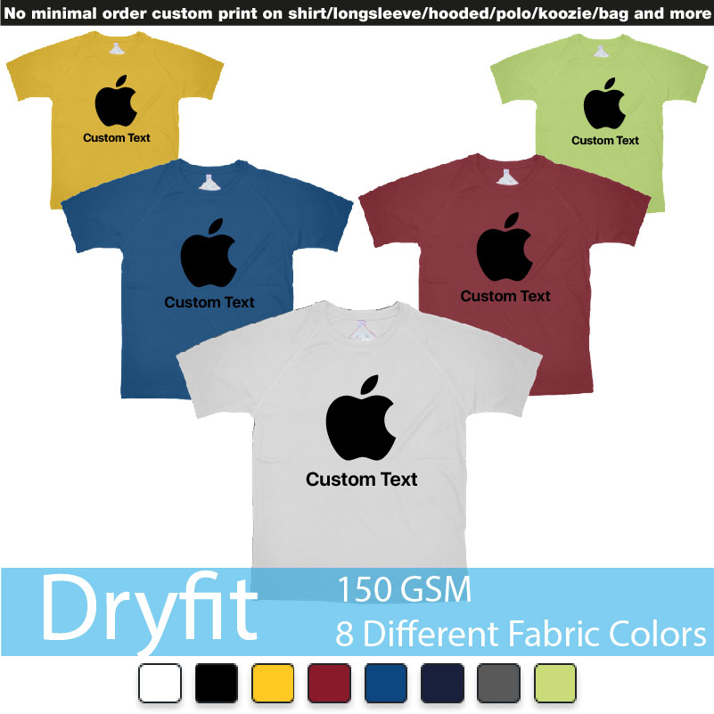 Apple Logo Add Custom Text Print Bali Dryfit Tshirts Samples On Demand Printing Bali