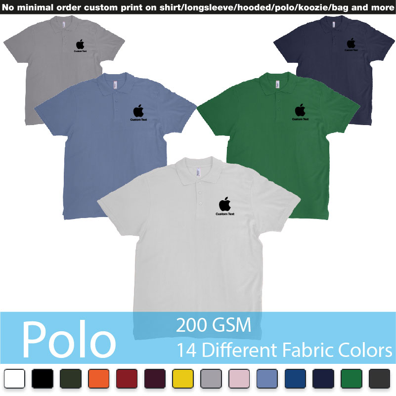 Apple Logo Add Custom Text Print Bali Polo Shirts Samples On Demand Printing Bali