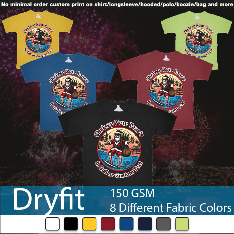 Chrissy New Years In Bali Santa Surf Beers Dryfit Tshirts Samples On Demand Printing Bali