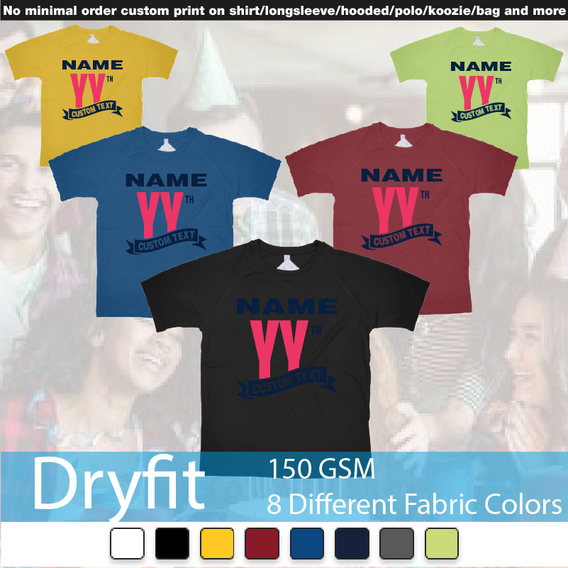 Custom Name Year Th Ribbon Custom Text Birthday Anniversary Dryfit Tshirts Samples On Demand Printing Bali