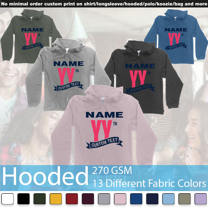 Custom Name Year Th Ribbon Custom Text Birthday Anniversary Hooded Samples On Demand Printing Bali