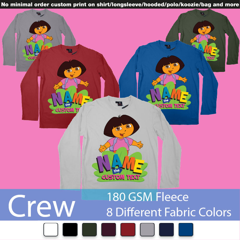 Dora The Explorer Giving Hug Custom Name And Text Design Crewneck Long Sleeved Sweatshirt Sweatshirt On Demand Printing Bali
