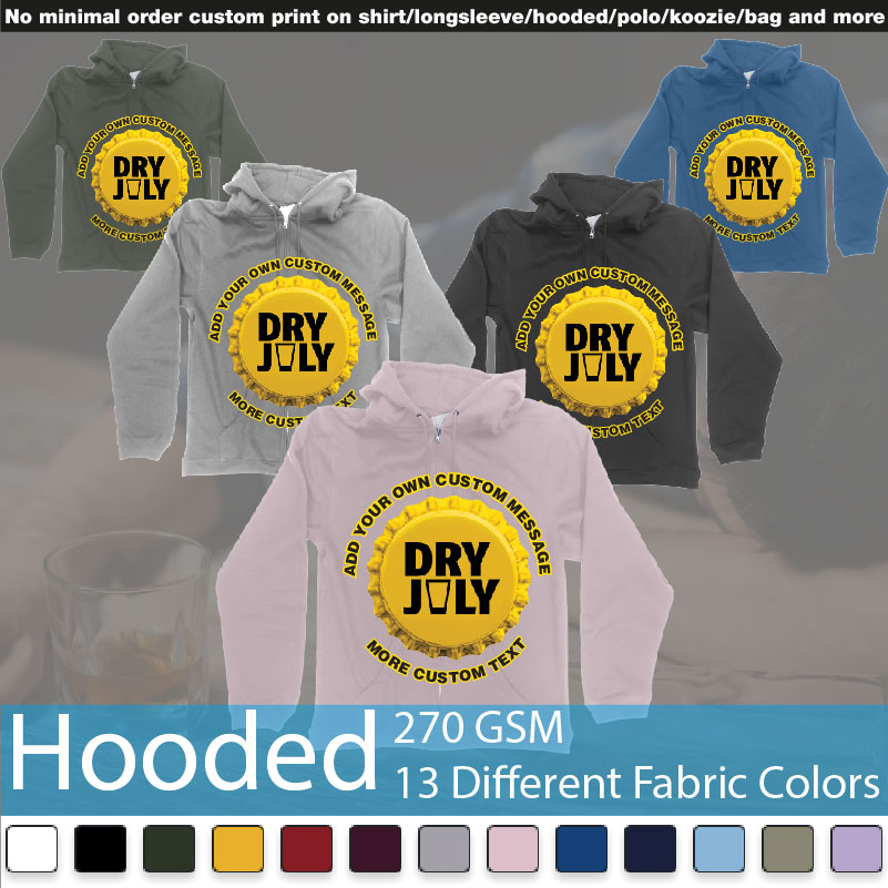 Dry July Australia Bali Hooded Samples On Demand Printing Bali