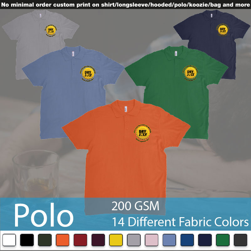 Dry July Australia Bali Polo Shirts Samples On Demand Printing Bali