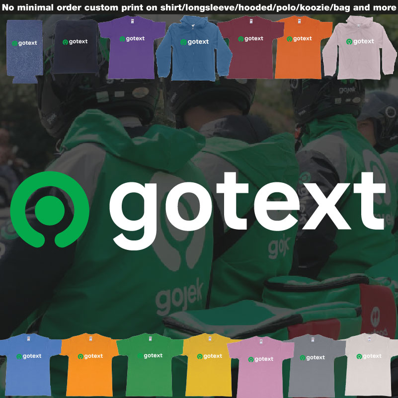 Gojek Logo Go Custom Text Tshirt Printing Bali 02 Overview Design Samples