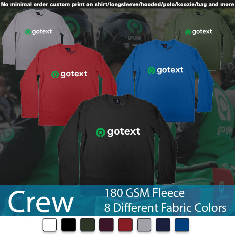 Gojek Logo Go Custom Text Tshirt Printing Bali Crewneck Long Sleeved Sweatshirt Sweatshirt On Demand Printing Bali
