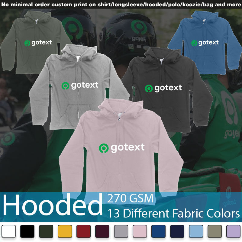 Gojek Logo Go Custom Text Tshirt Printing Bali Hooded Samples On Demand Printing Bali