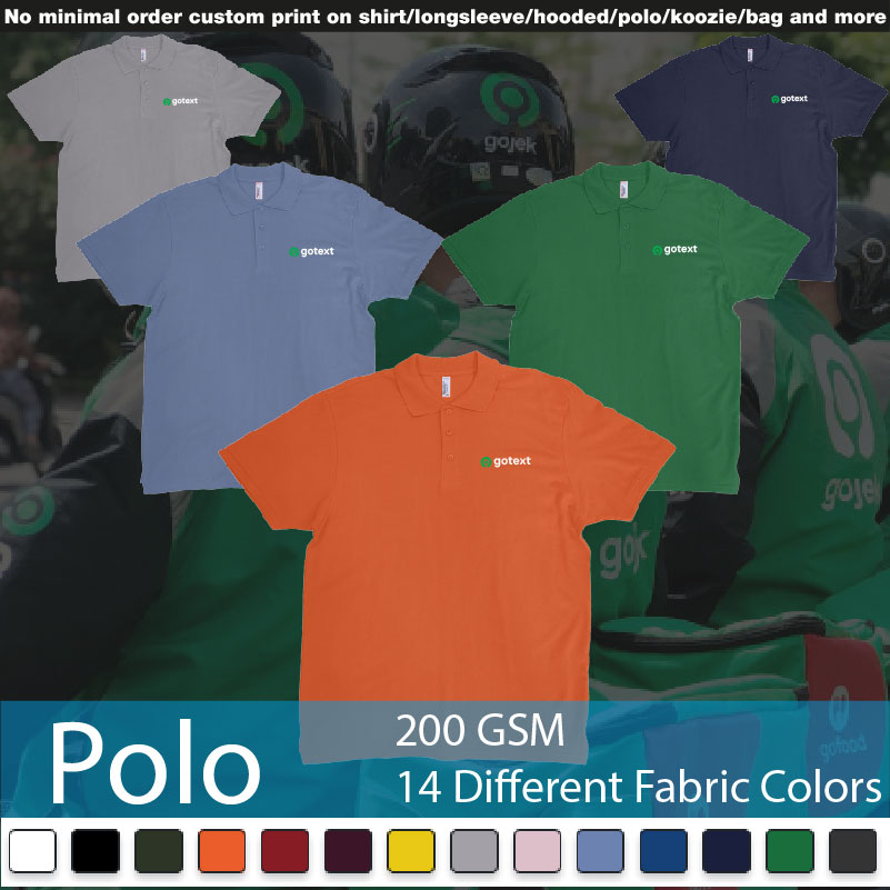 Gojek Logo Go Custom Text Tshirt Printing Bali Polo Shirts Samples On Demand Printing Bali