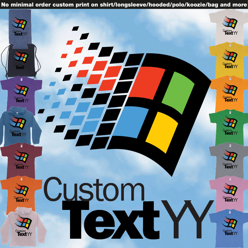 Microsoft Windows 95 Classic Logo Custom Text And Year Print 01 Overview Design Garments