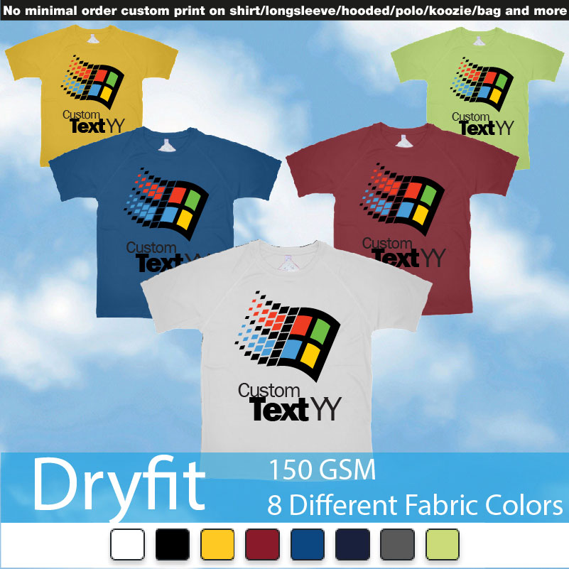Microsoft Windows 95 Classic Logo Custom Text And Year Print Dryfit Tshirts Samples On Demand Printing Bali