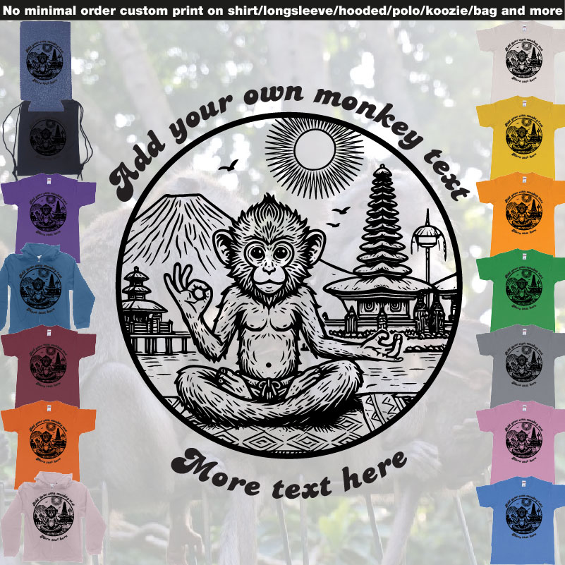 Monkey Yoga Bali Drawing Design Ubud Custom Text 01 Overview Design Garments