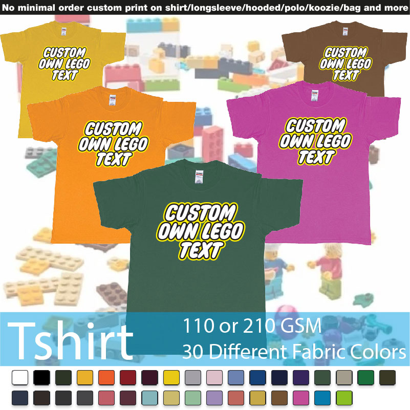 Own Custom Lego Font Text Tshirt Printing Bali Roundneck Tshirt Samples On Demand Printing Bali