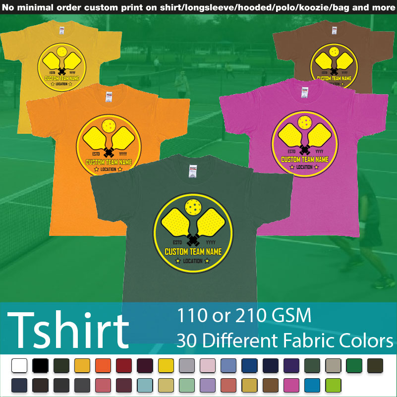 Pickleball Club Team Own Custom Design Print Bali Roundneck Tshirt Samples On Demand Printing Bali