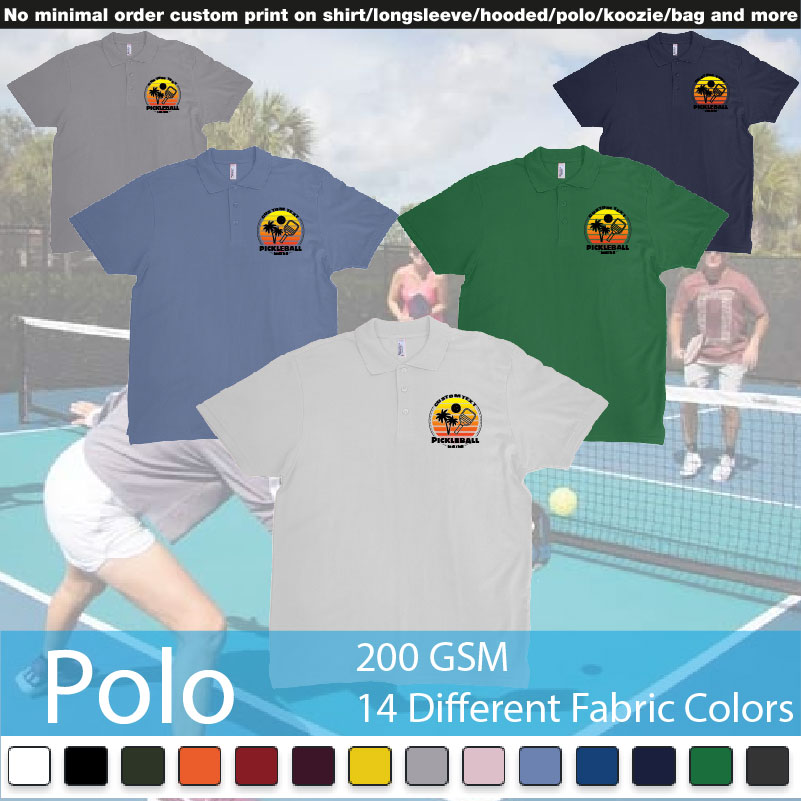 Pickleball Sunset Club Team Own Custom Design Print Bali Print Polo Shirts Samples On Demand Printing Bali