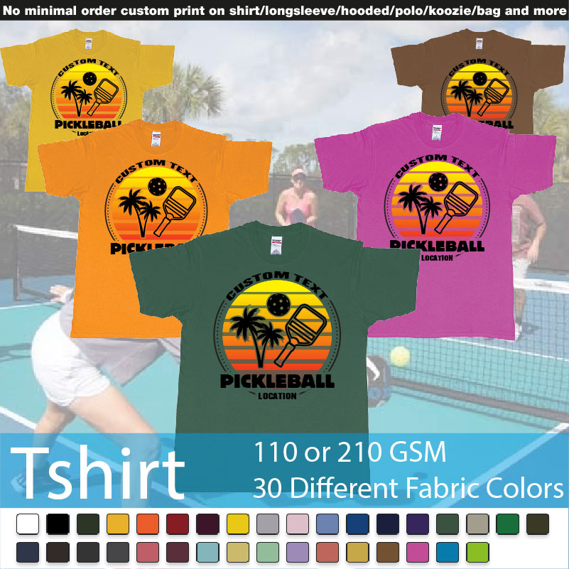 Pickleball Sunset Club Team Own Custom Design Print Bali Print Roundneck Tshirt Samples On Demand Printing Bali