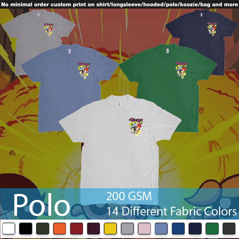 Powerpuff Girls Add Custom Own Text Printing Polo Shirts Samples On Demand Printing Bali