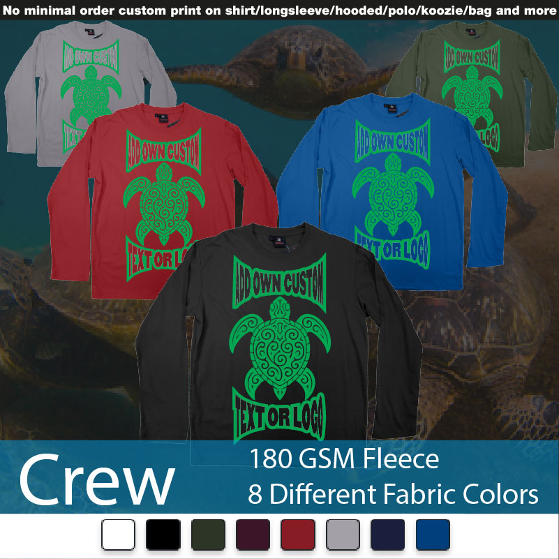 Print Turtle Tribal Add Own Custom Text Or Logo Bali Design Crewneck Long Sleeved Sweatshirt Sweatshirt On Demand Printing Bali