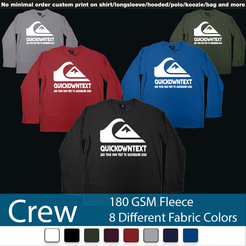 Quiksilver Bali Surf Logo Wave Add Own Text Printing Crewneck Long Sleeved Sweatshirt Sweatshirt On Demand Printing Bali