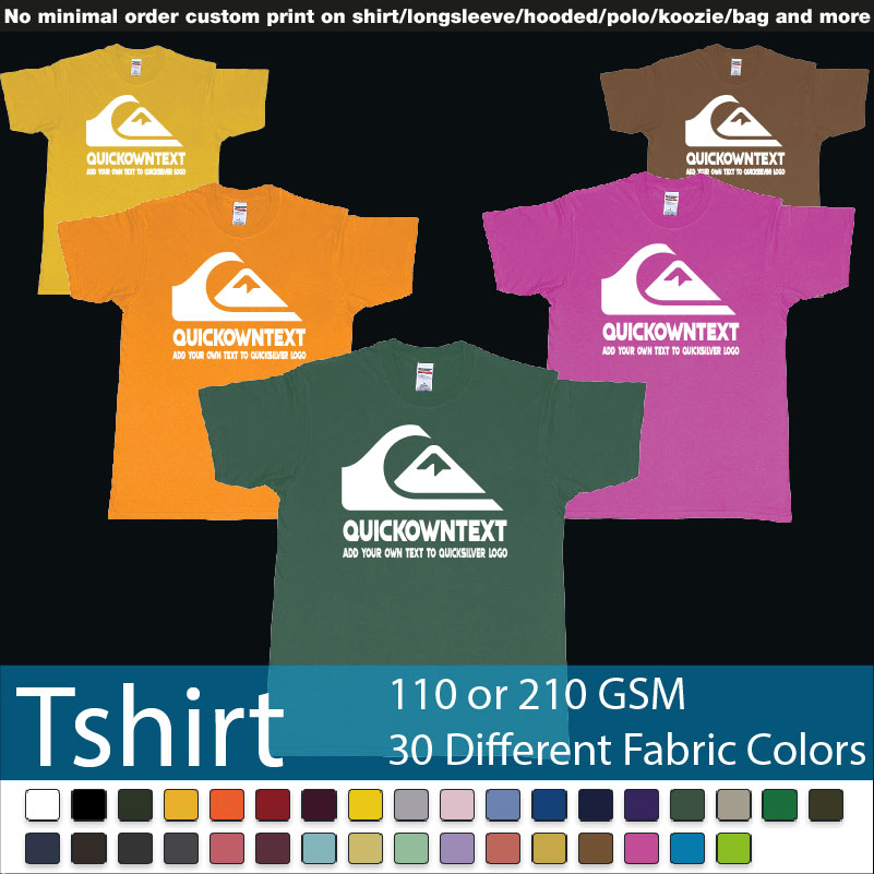 Quiksilver Bali Surf Logo Wave Add Own Text Printing Roundneck Tshirt Samples On Demand Printing Bali