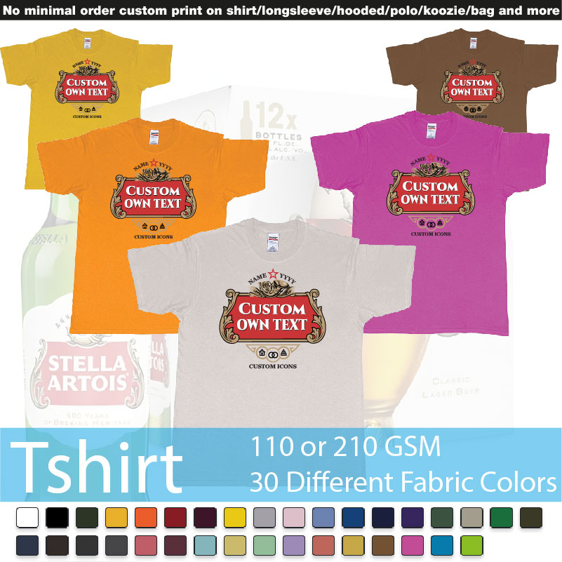 Stella Artois Logo Custom Icons Text Design Roundneck Tshirt Samples On Demand Printing Bali